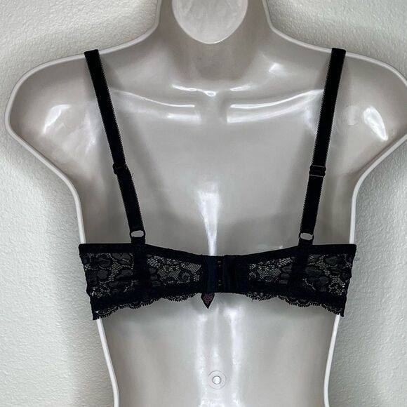 Victorias Secret Dream Angels Black Lined Demi Lace Trim Bra Women 32DD / 32E - Picture 6 of 15